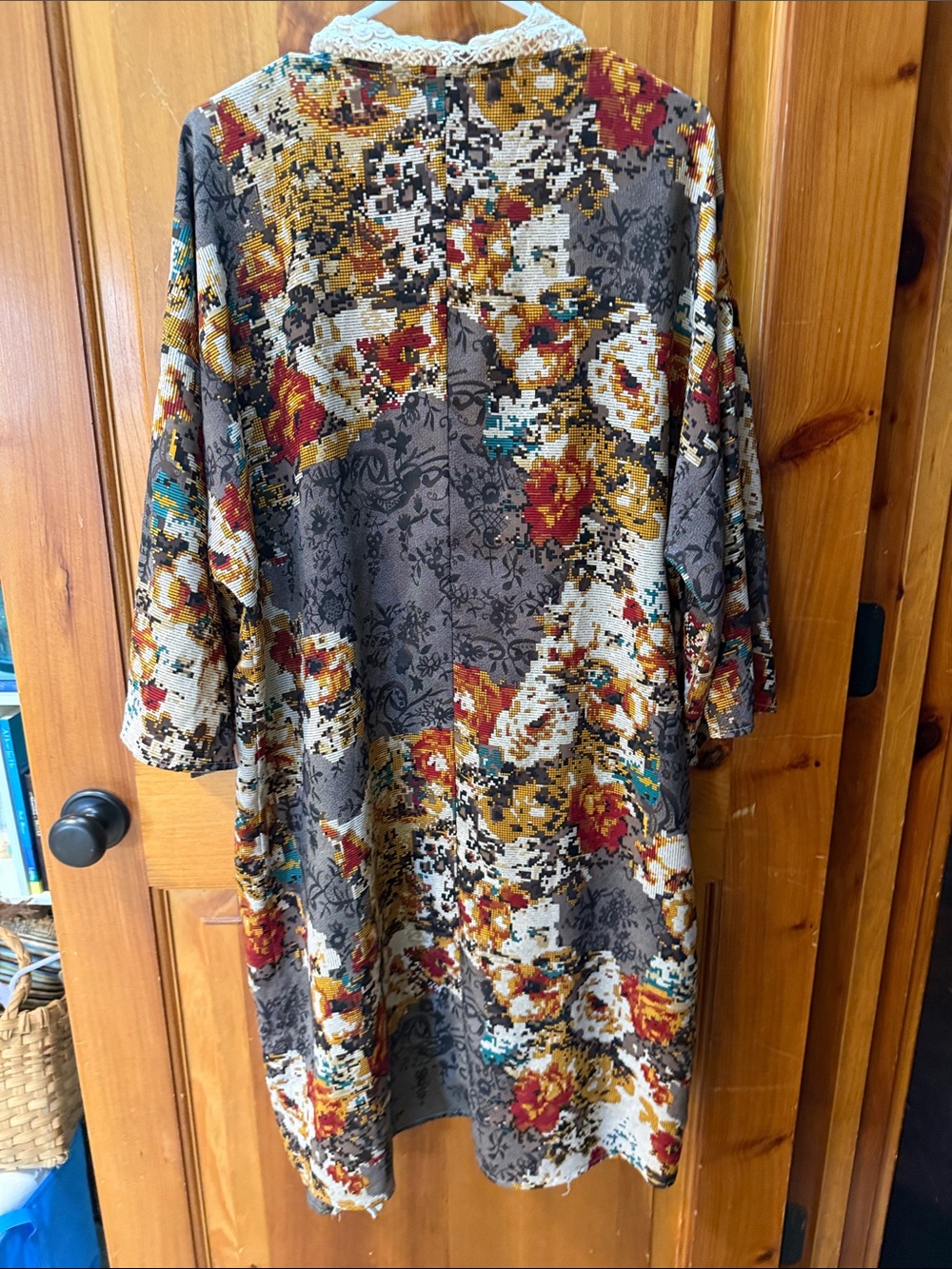 JODIFL Multi-Color Crochet-Trim Open Duster, Long, Sz Large, NICE! - Picture 7 of 10